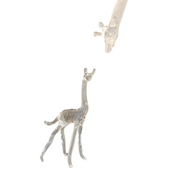 Blown glass Clear Adult with Baby Giraffe Figurines Set of 2 - Picture 5 of 6